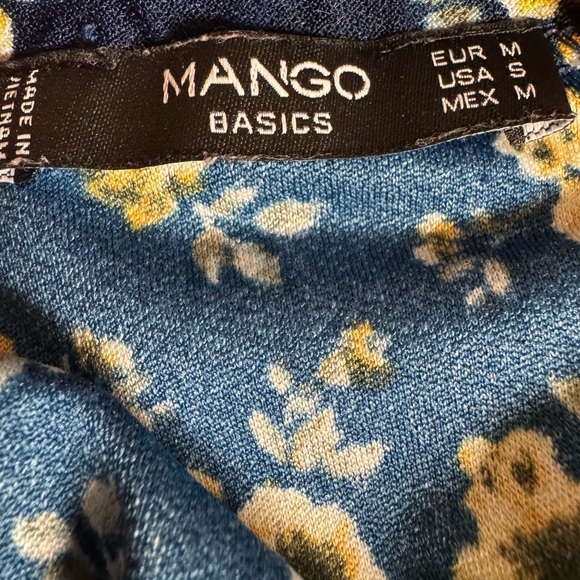 Mango Floral Off Shoulder Romper Blue Yellow Elastic Waist M - Picture 5 of 5